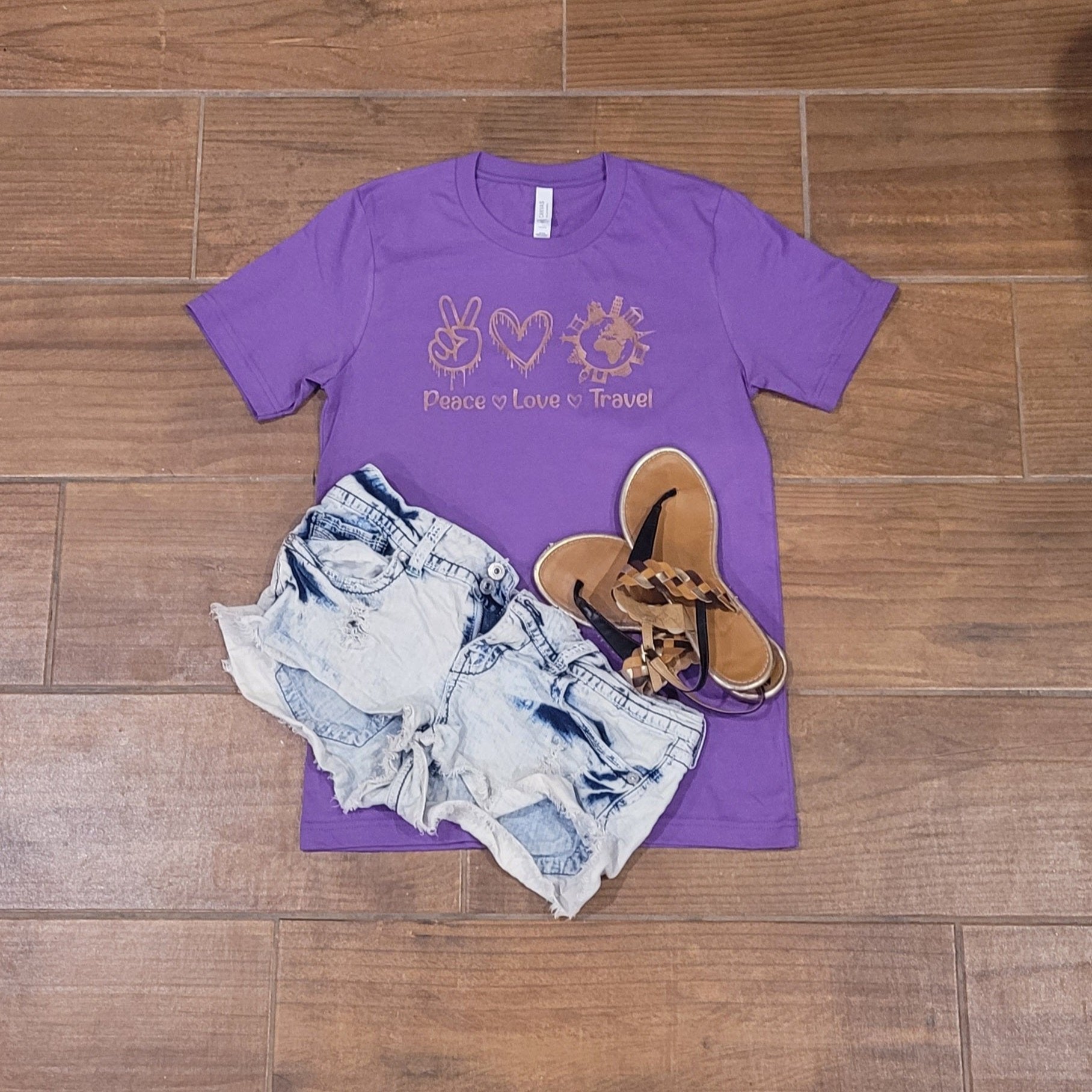 peace, love, travel t-shirt