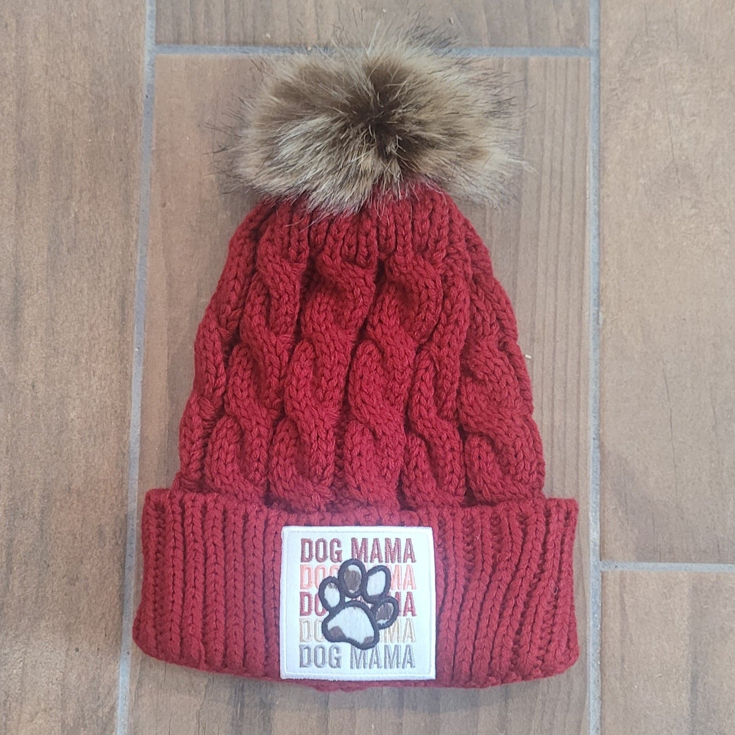 Burgandy Dog Mama Beanie