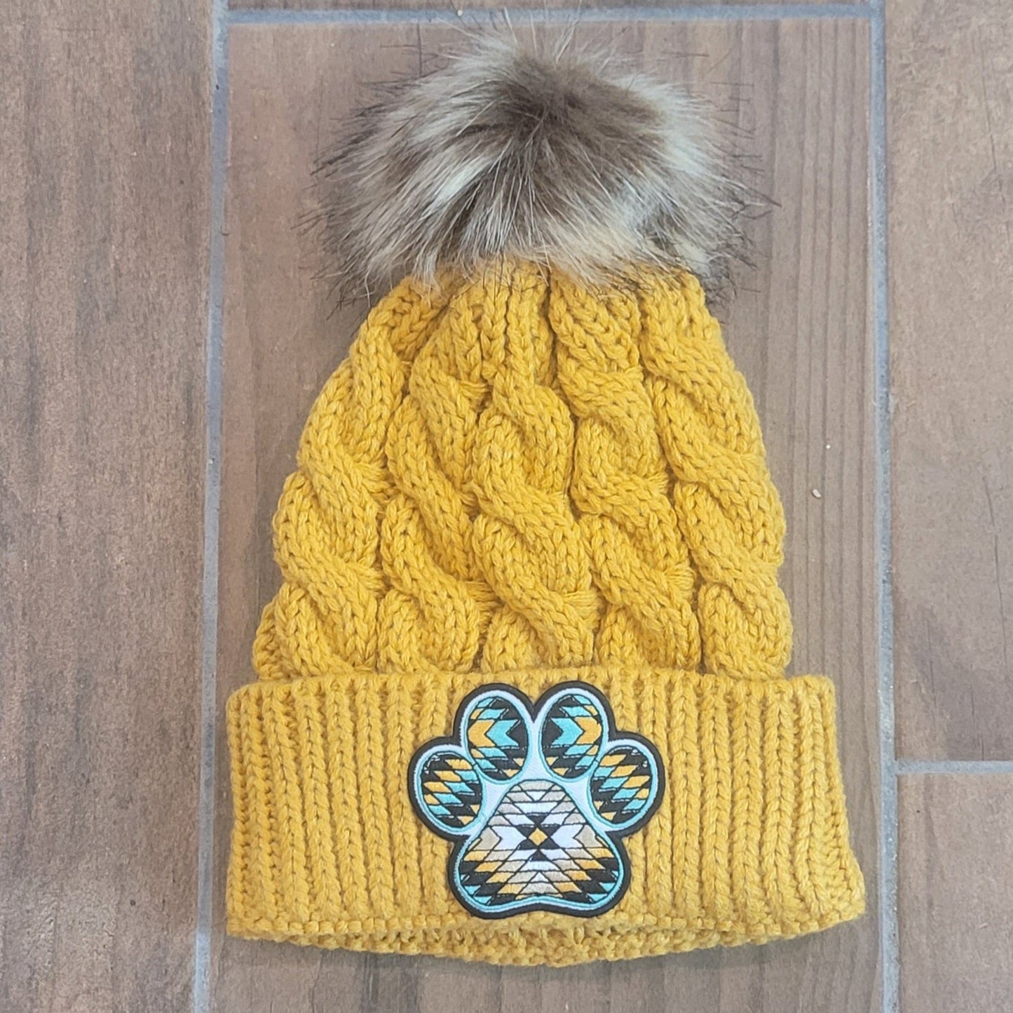 Yellow Pawprint Beanie