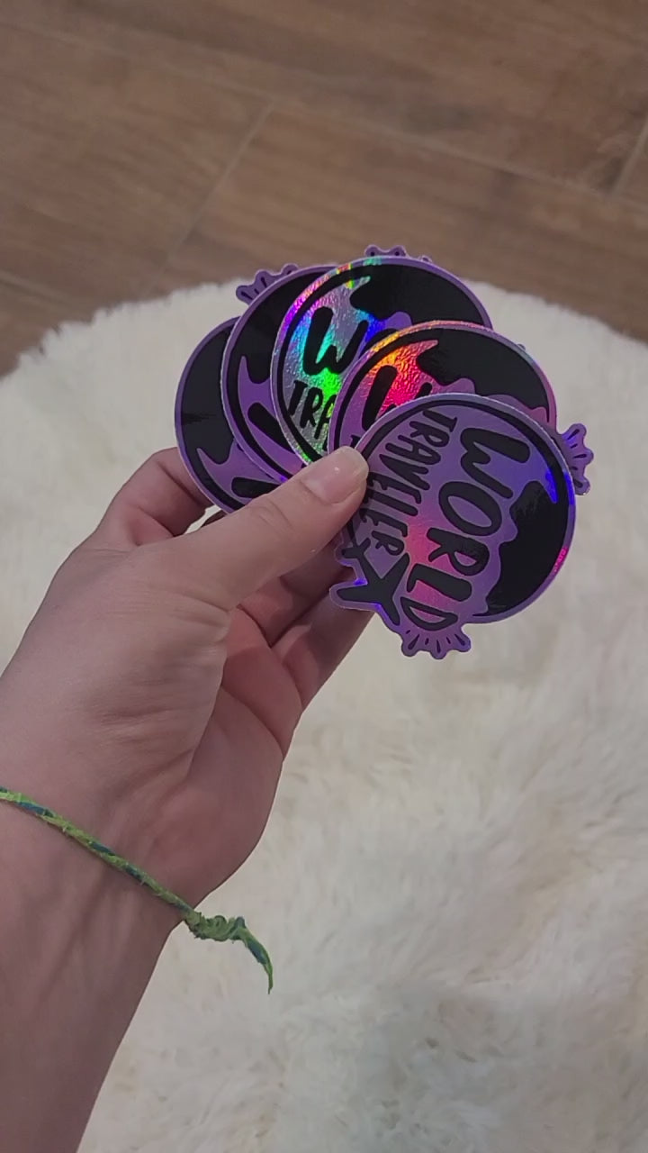 World Traveler Sticker Finish Example
