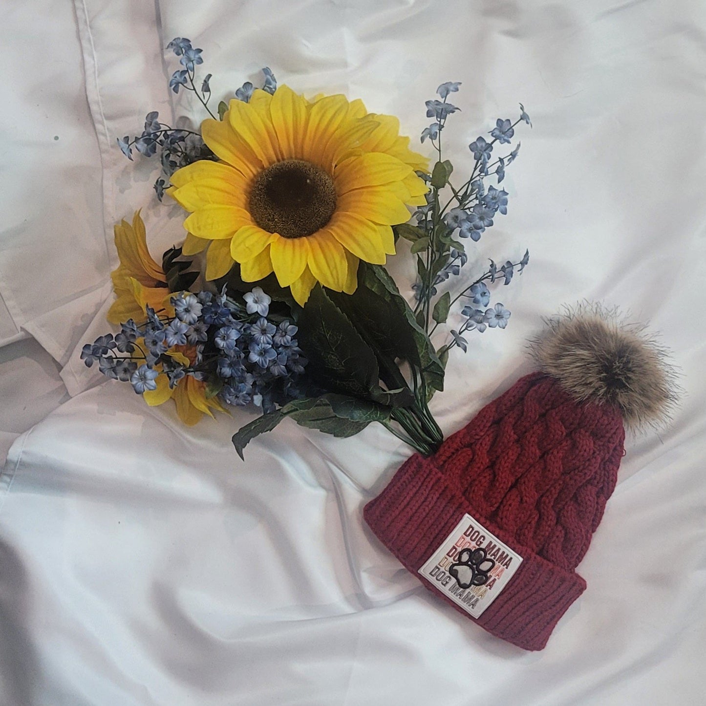 Burgandy Dog Mama Beanie