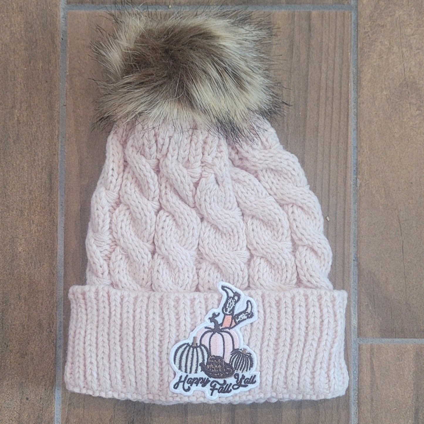 Light Pink Happy Fall Y'all Beanie